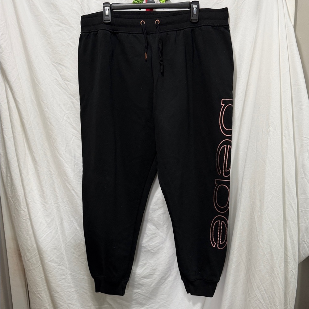 Bebe Black Joggers with Pink Accents